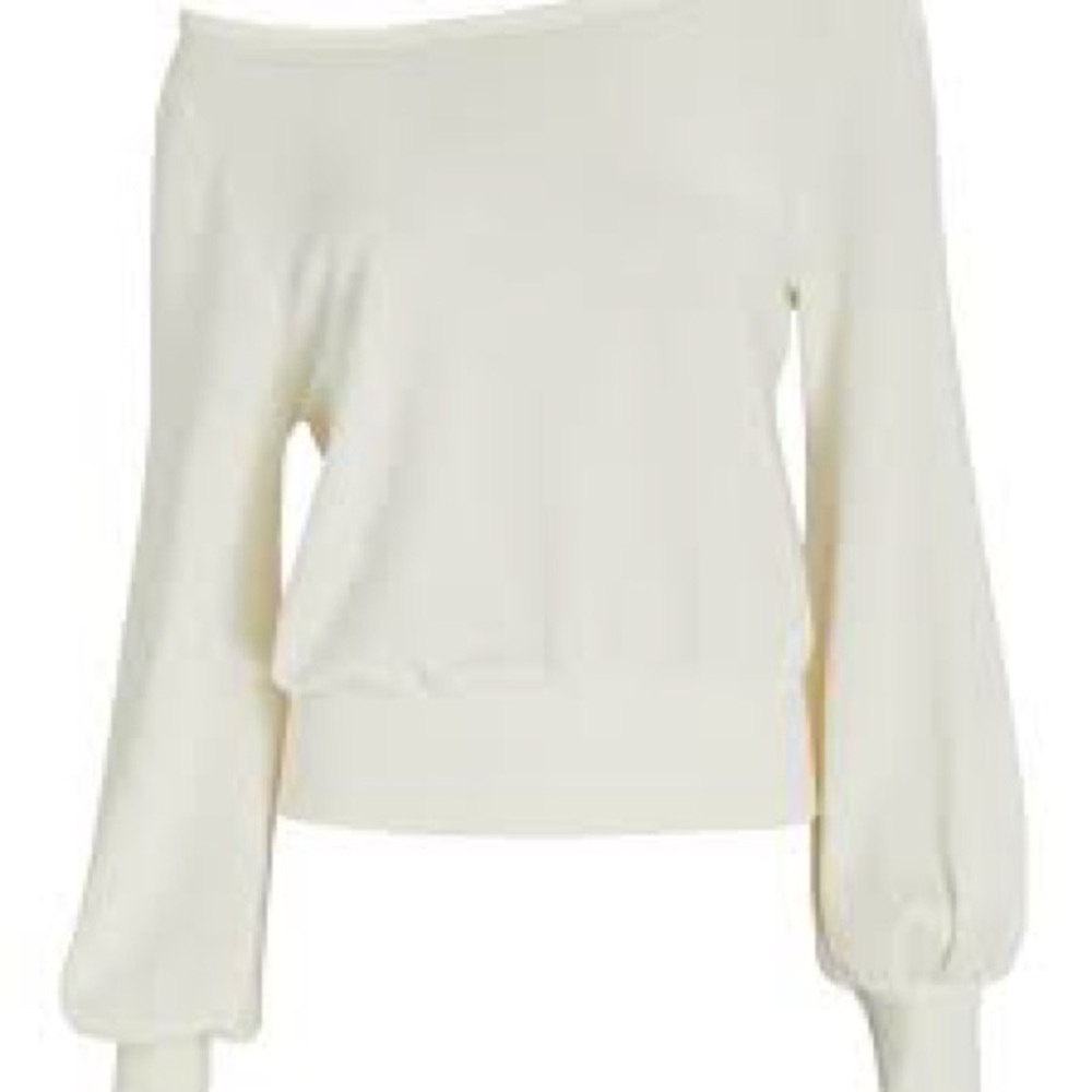 INTERMIX Khloe Off-the-Shoulder Sweatshirt with Balloon Sleeves